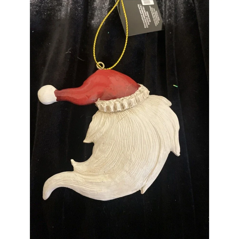 CHRISTMAS SANTA CLAUS 4 IN. HANGING ORNAMENT. NEW. Flowing beard. Holly hat.